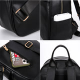 Small Leather Women Backpack Set for Teenagers Girls Female Travel Bag