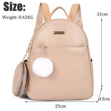 Small Leather Women Backpack Set for Teenagers Girls Female Travel Bag