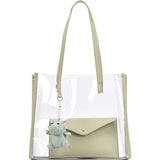 2 Pcs Green Transparent PVC Jelly Shoulder Bag Women Large Capacity Tote
