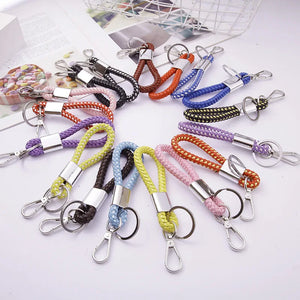 2 Pcs Leather Cord Keychain Woven Leather Cord Pendant Car Keychain