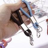 2 Pcs Leather Cord Keychain Woven Leather Cord Pendant Car Keychain