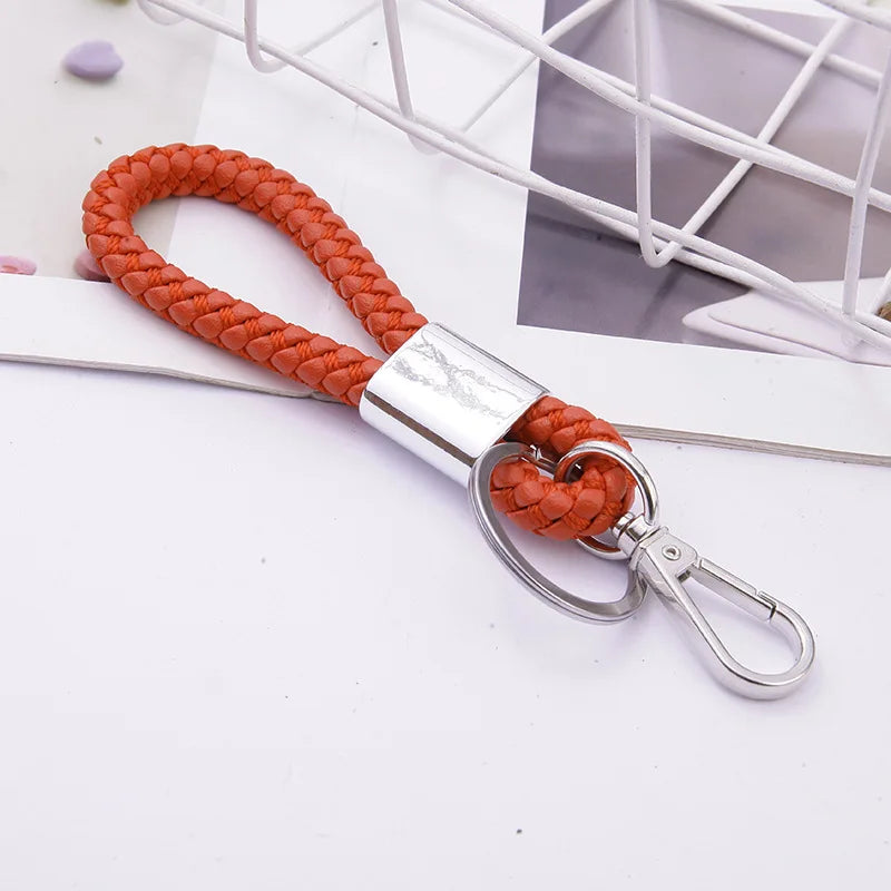 2 Pcs Leather Cord Keychain Woven Leather Cord Pendant Car Keychain