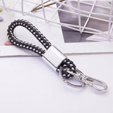 2 Pcs Leather Cord Keychain Woven Leather Cord Pendant Car Keychain
