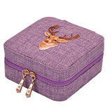 2 Pcs Linen Box Necklace Ring Bracelet Organizer, Purple & Green