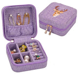 2 Pcs Linen Box Necklace Ring Bracelet Organizer, Purple & Green