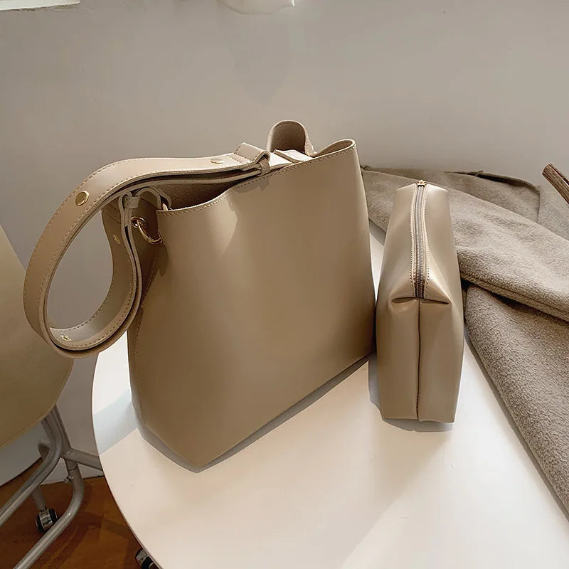 Retro Crossbody Bags for Women Shoulder Bag Handbag PU Leather Bucket Bag