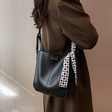 2 Pcs/Set Ribbon Women Tote Bucket Bags Soft Leather Female Handbags