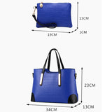 2 Pcs Women Leather Handbag Crocodile Pattern Shoulder Bags