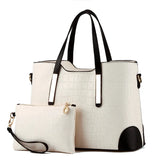 2 Pcs Women Leather Handbag Crocodile Pattern Shoulder Bags