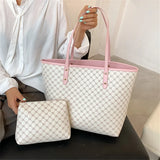 2 Pcs High Capacity Tote Handbag for Women Striped Shopper Shoulder Purse