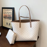 2 Pcs High Capacity Tote Handbag for Women Striped Shopper Shoulder Purse