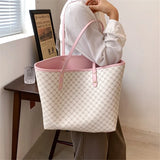 2 Pcs High Capacity Tote Handbag for Women Striped Shopper Shoulder Purse