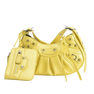 2 Pcs/set Rivets Half Moon Crossbody Bag Punk Style Shoulder Bag