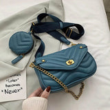 2 Pcs/set Small PU Leather Crossbody Bag Chain Shoulder Handbags