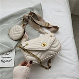 2 Pcs/set Small PU Leather Crossbody Bag Chain Shoulder Handbags
