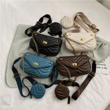 2 Pcs/set Small PU Leather Crossbody Bag Chain Shoulder Handbags