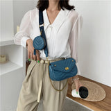 2 Pcs/set Small PU Leather Crossbody Bag Chain Shoulder Handbags