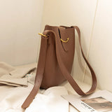 Vintage Small PU Leather Bucket Crossbody Bags For Women Lady Shoulder