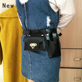 Women's Belt Bag Tactical Waist Bags Leather Flap Fanny Pack