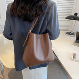 2-Piece Vintage Leather Shoulder Handbag Set for Women