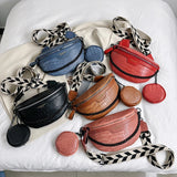 Crocodile Leather Messenger Bag Set for Women Large Capacity Crossbody Chest Bag