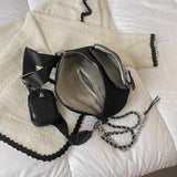 2 Pcs PU Leather Crossbody Saddle Bag & Chain Waist Bag for Women