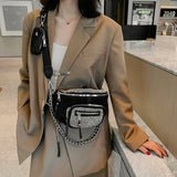2 Pcs PU Leather Crossbody Saddle Bag & Chain Waist Bag for Women