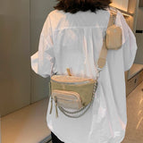 2 Pcs PU Leather Crossbody Saddle Bag & Chain Waist Bag for Women