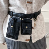Women's Leather Flap Belt Bag Shoulder Chest Purse