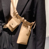 Women's Leather Flap Belt Bag Shoulder Chest Purse