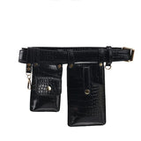Women's Leather Flap Belt Bag Shoulder Chest Purse