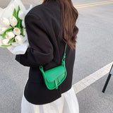 Women's High Solid PU Leather Saddle Bag Shoulder Crossbody Messenger Bag