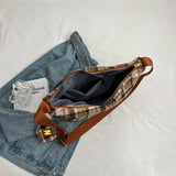 Plaid Woolen Knitted Hobo Shoulder Bag