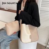 2 Women's Patchwork PU Leather Shoulder Bags for Travel