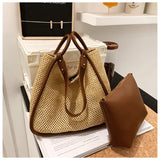 Large Capacity Straw Bag Women's Tote Shoulder Handbags