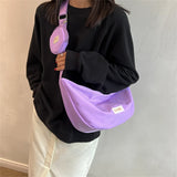 2 Set Solid Women's Purses and Handbags Soft Nylon Shoulder Messenger Bags