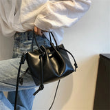 Women's Small Bucket Bag PU Leather Handbags Tote Crossbody Solid