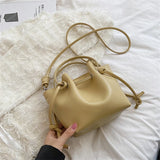 Women's Small Bucket Bag PU Leather Handbags Tote Crossbody Solid