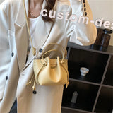 Women's Small Bucket Bag PU Leather Handbags Tote Crossbody Solid