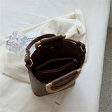 Women's Small PU Leather Bucket Bag Short Handle Shoulder Crossbody Bags