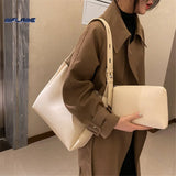 2 Sets Casual Tote Bags PU Leather Shoulder Bags for Women Female Travel Bag