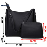 2 Sets Casual Tote Bags PU Leather Shoulder Bags for Women Female Travel Bag