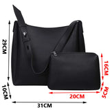 2 Sets Casual Totes Bag PU Leather Shoulder Bags for Women Female Travel Bag
