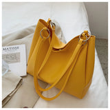 2 Sets PU Leather Shoulder Bags Casual Tote for Women Travel Lady Underarm Bag