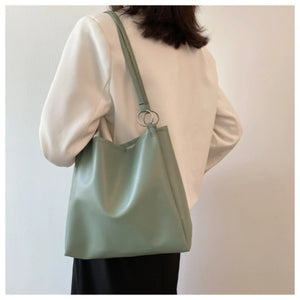 2 Sets PU Leather Shoulder Bags Casual Tote for Women Travel Lady Underarm Bag