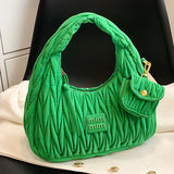 2 Sets Women's Half Moon Bag Purses & Handbags Quilted Cloth Fabric