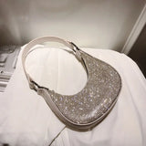 Bright Drill Chain Single Shoulder Bag Shimmer Diamonds PU Leather