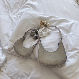 Bright Drill Chain Single Shoulder Bag Shimmer Diamonds PU Leather