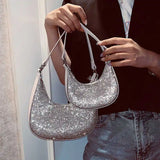 Bright Drill Chain Single Shoulder Bag Shimmer Diamonds PU Leather