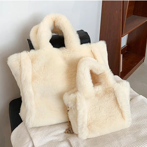 Faux Fur Winter Handbag Shoulder Bag Soft Plush